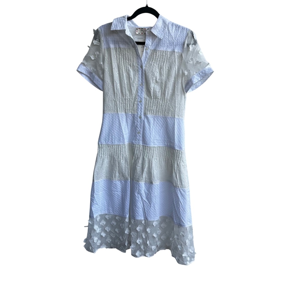Dear Drew by Drew Barrymore Embroidered Tiered Midi Dress Shirt Dress Women's